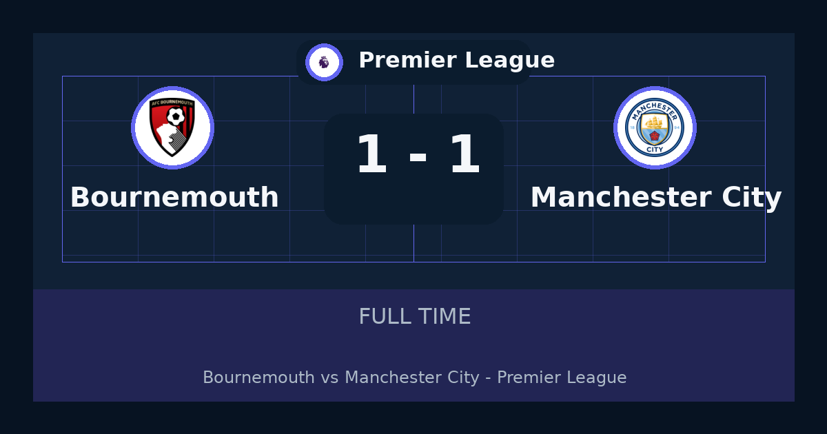 Bournemouth vs Manchester City ends 1-1 in Premier League | match summary and key moments