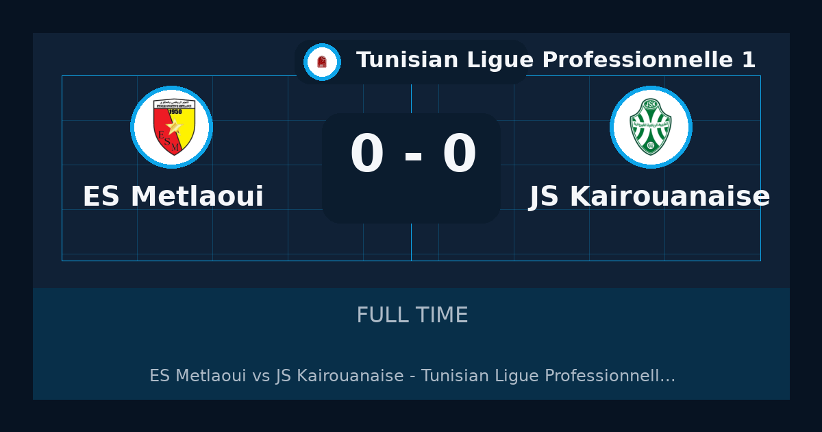 ملخص مباراة ES Métlaoui ضد JS Kairouanaise 0-0 في Tunisian Ligue Professionnelle 1 أمس
