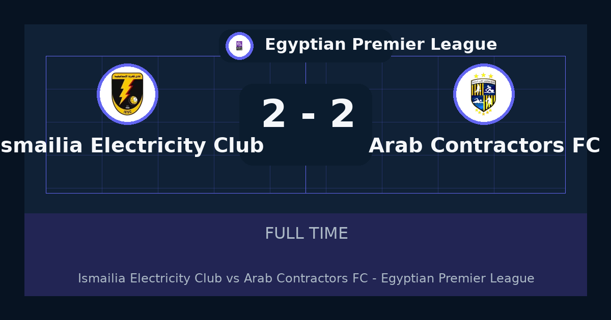 Ismailia Electricity Club vs Arab Contractors FC ends 2-2 in Egyptian Premier League | match summary and key moments